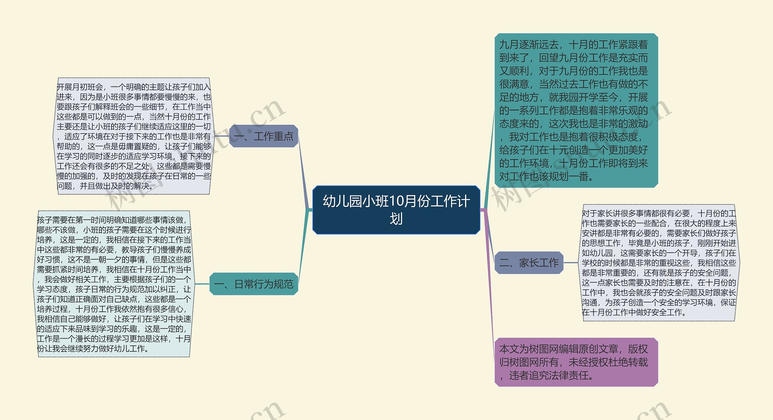 幼儿园小班10月份工作计划