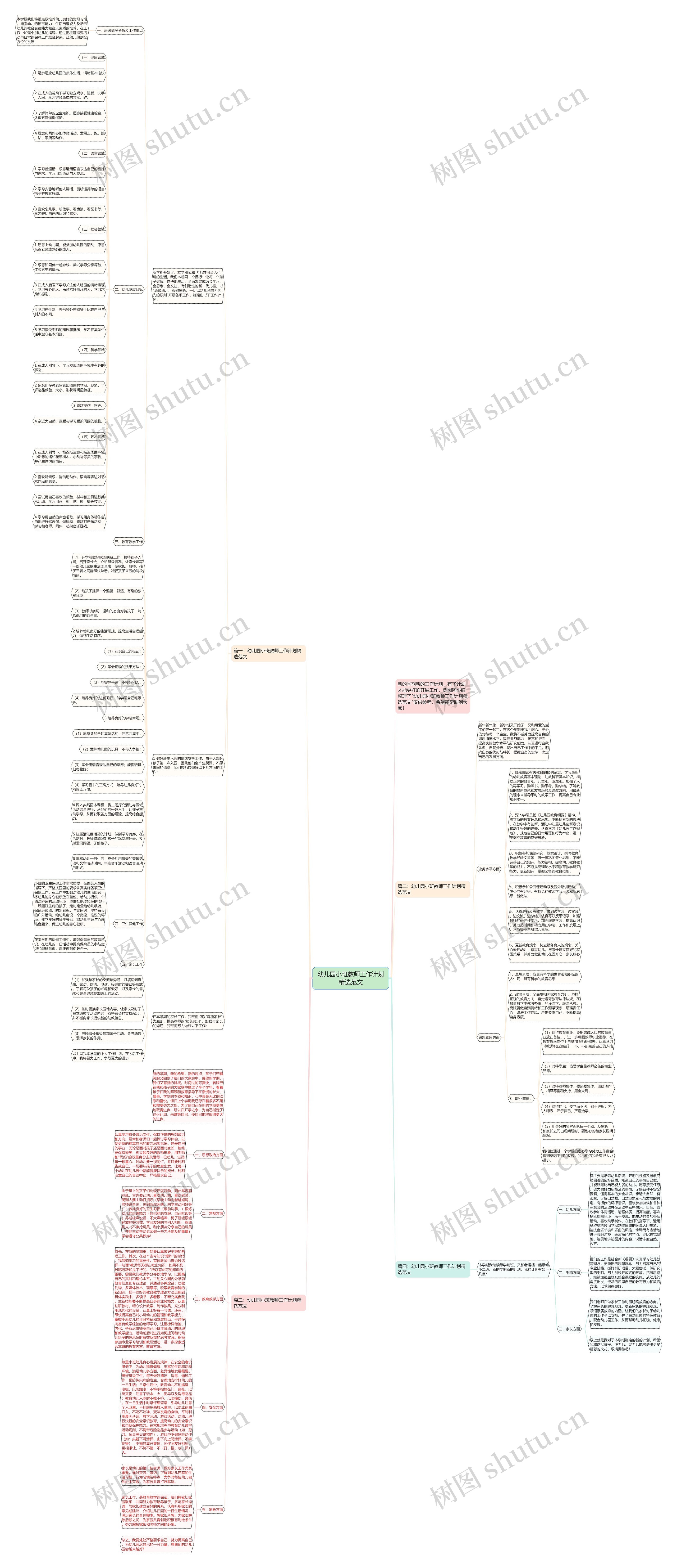 幼儿园小班教师工作计划精选范文思维导图