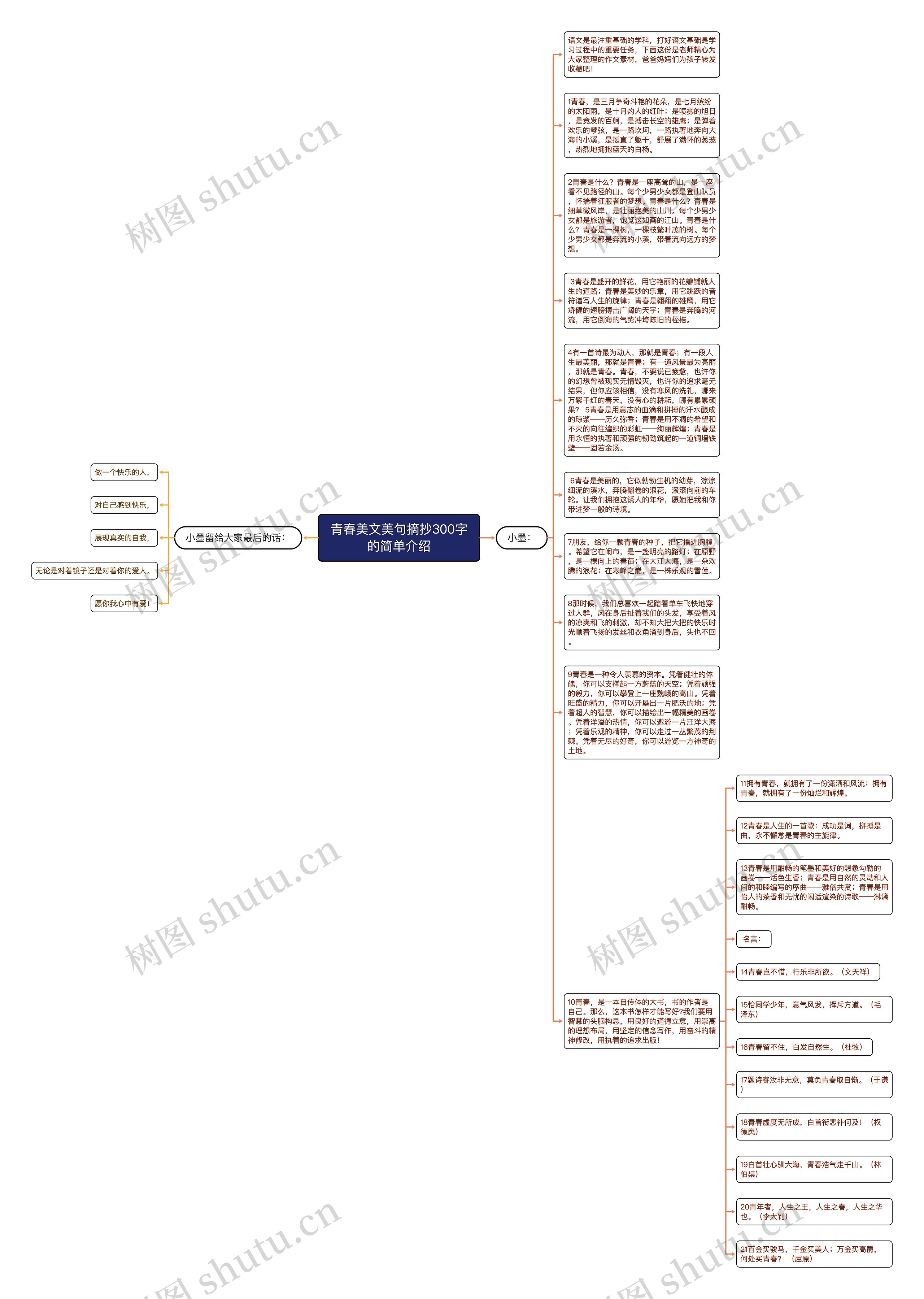 青春美文美句摘抄300字的简单介绍思维导图