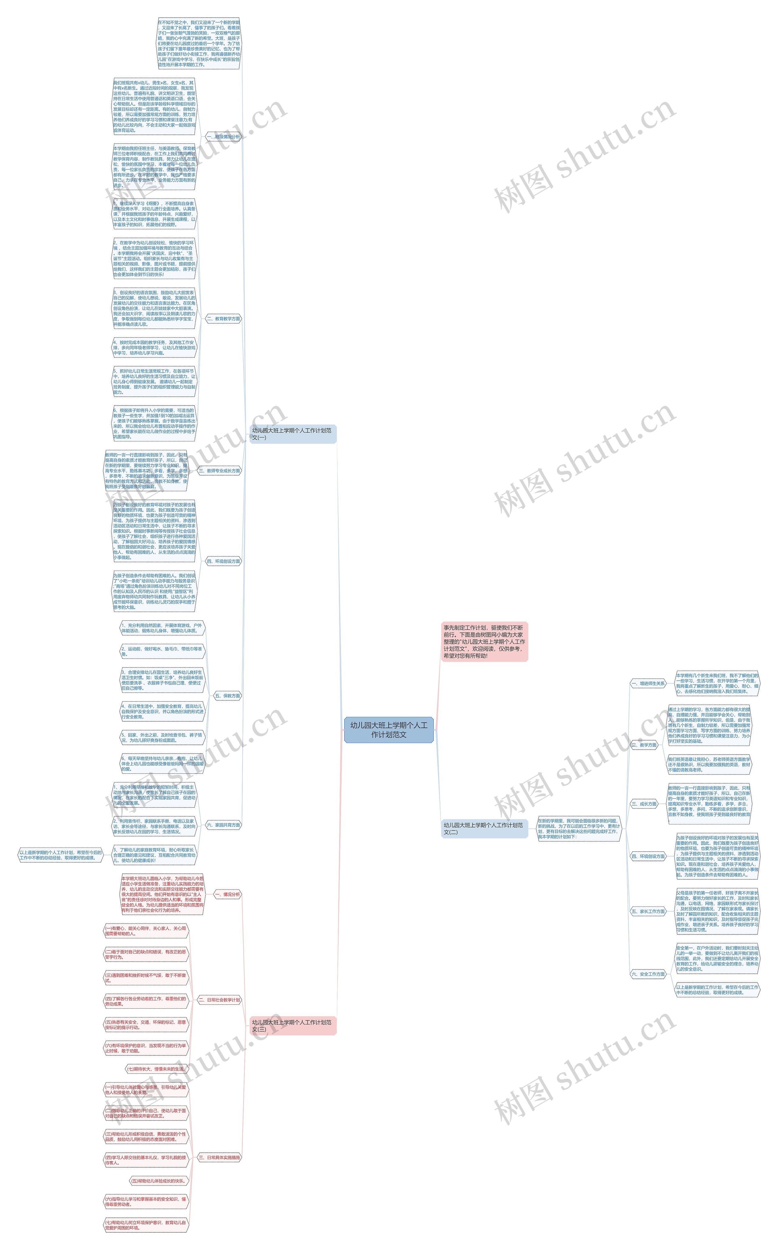 幼儿园大班上学期个人工作计划范文思维导图