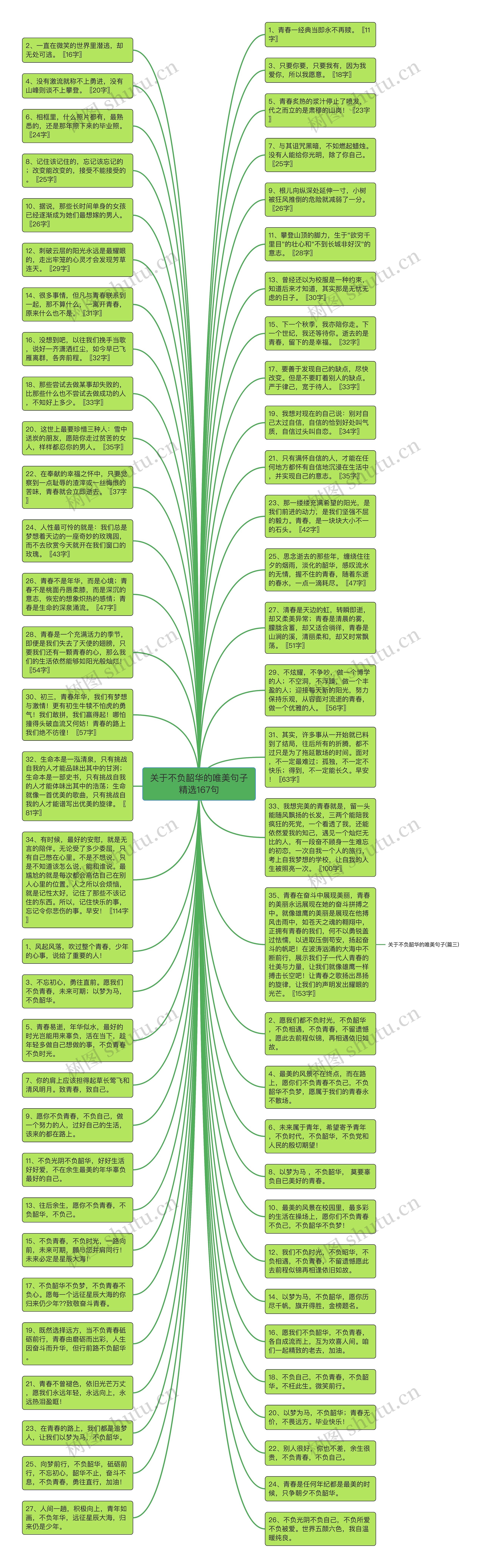 关于不负韶华的唯美句子精选167句思维导图