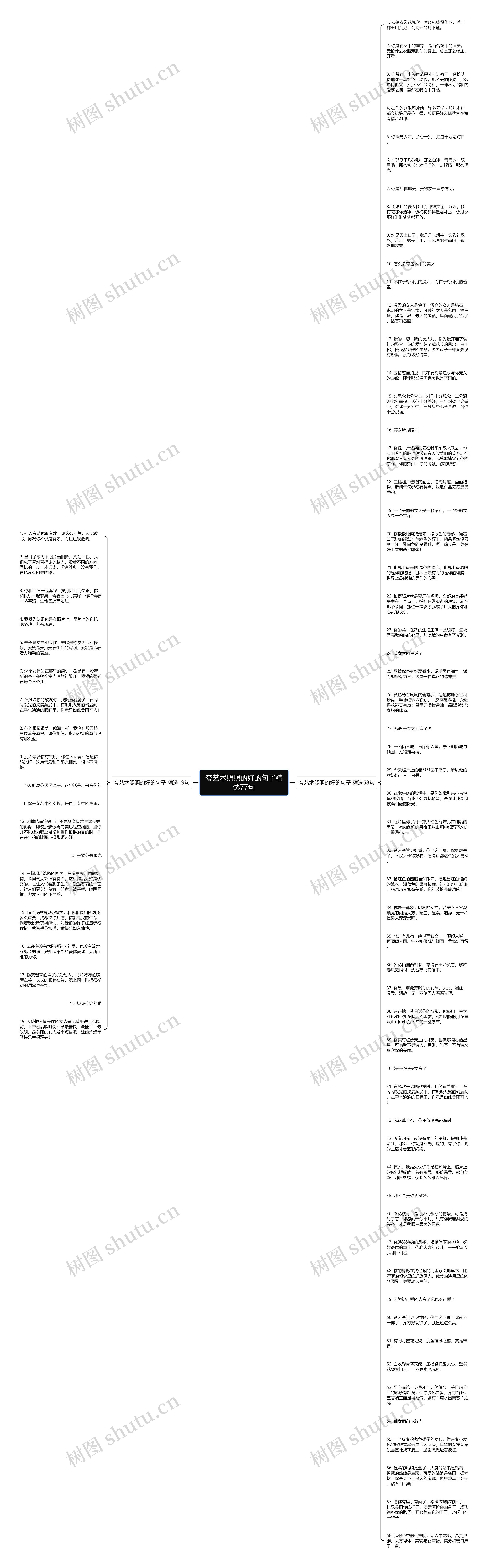 夸艺术照照的好的句子精选77句思维导图