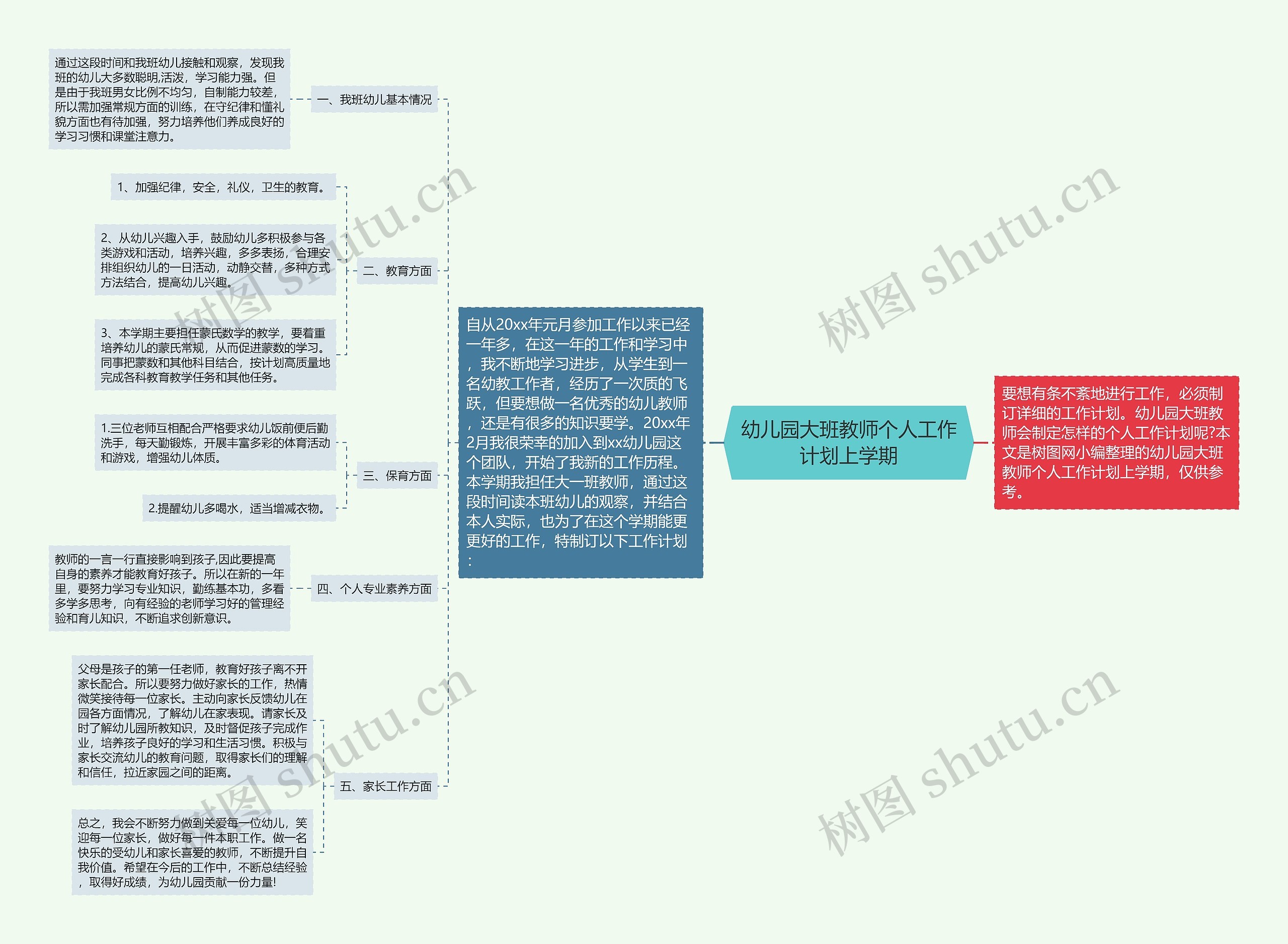 幼儿园大班教师个人工作计划上学期