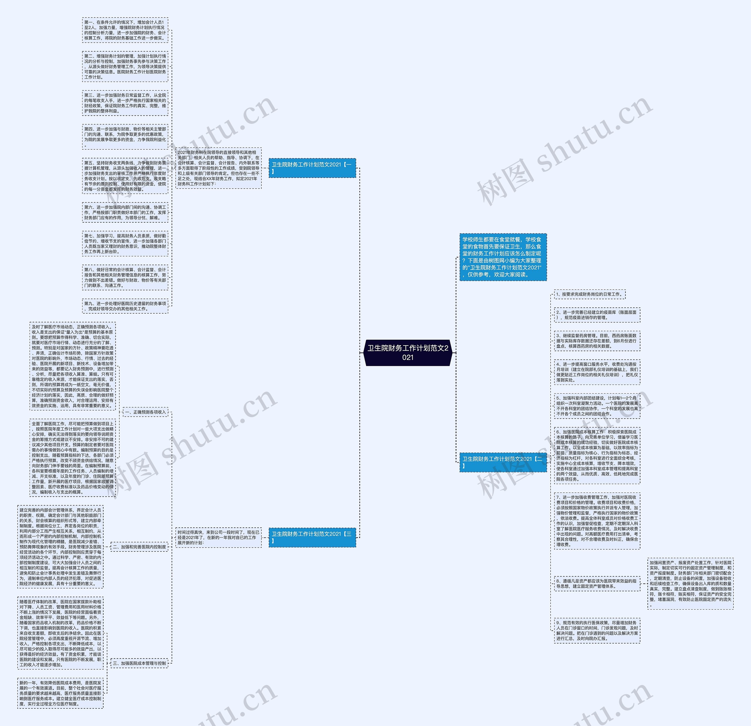卫生院财务工作计划范文2021思维导图