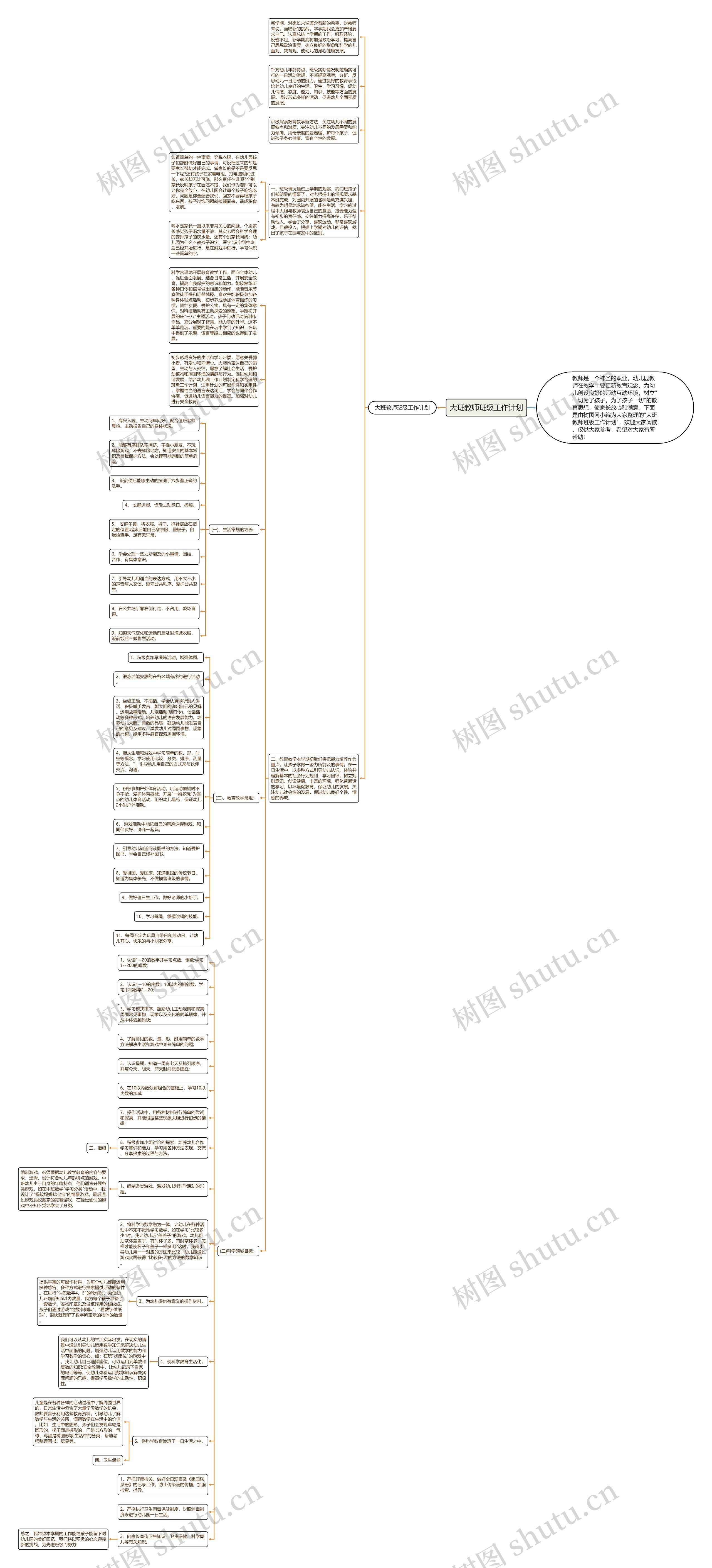大班教师班级工作计划思维导图