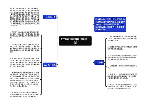 2018年幼儿园中班学习计划