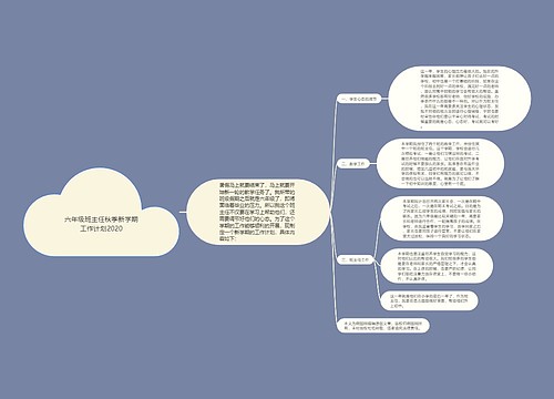 六年级班主任秋季新学期工作计划2020