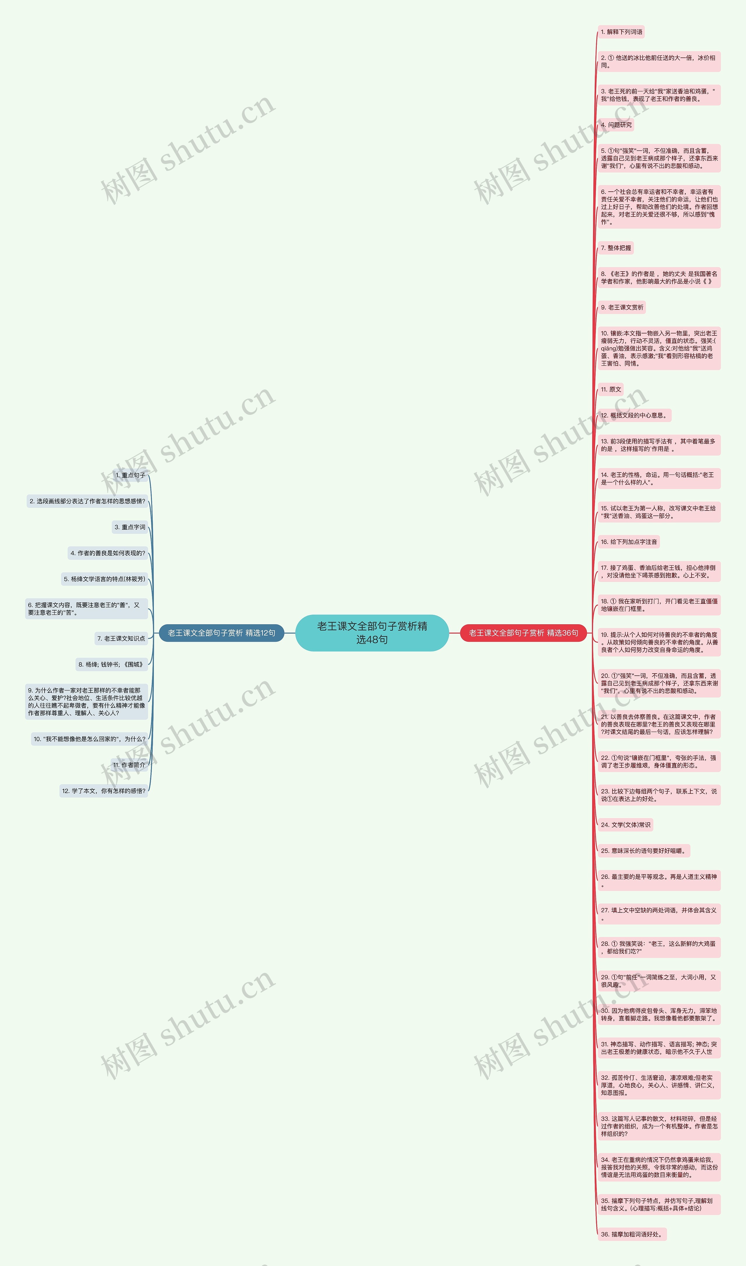 老王课文全部句子赏析精选48句思维导图