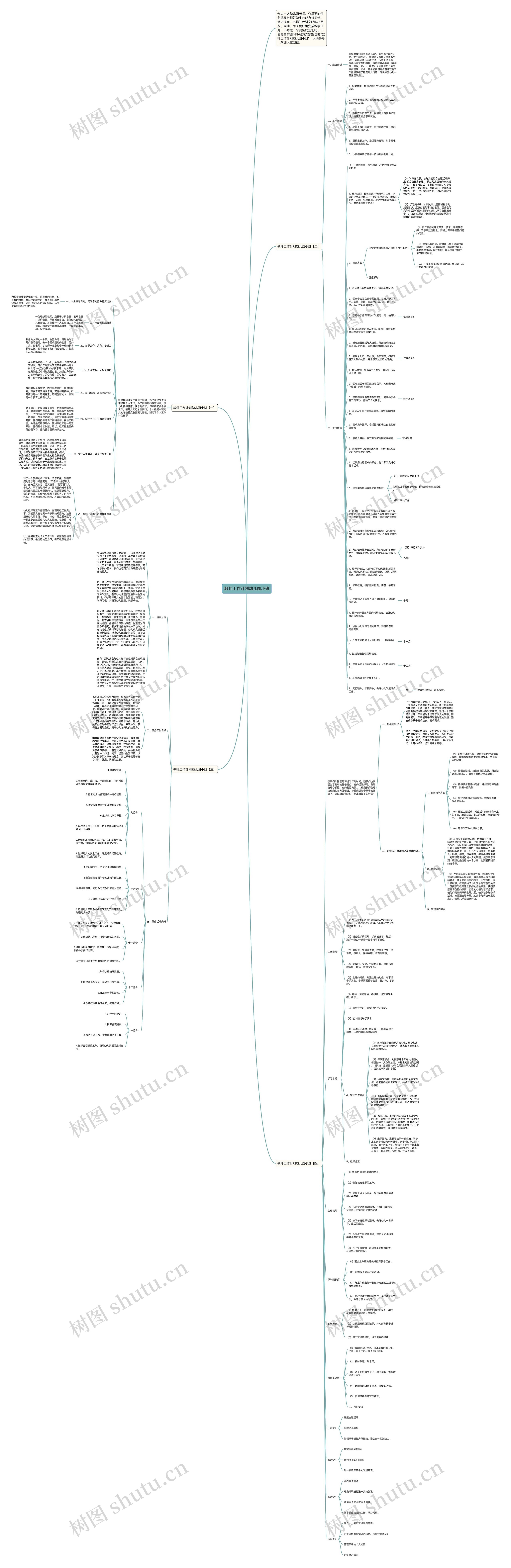 教师工作计划幼儿园小班思维导图