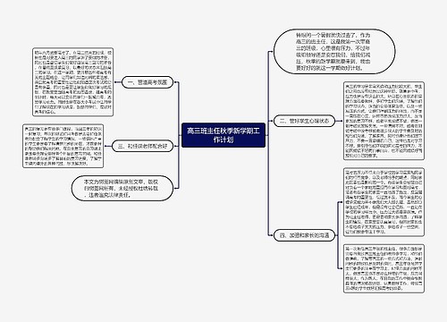 高三班主任秋季新学期工作计划