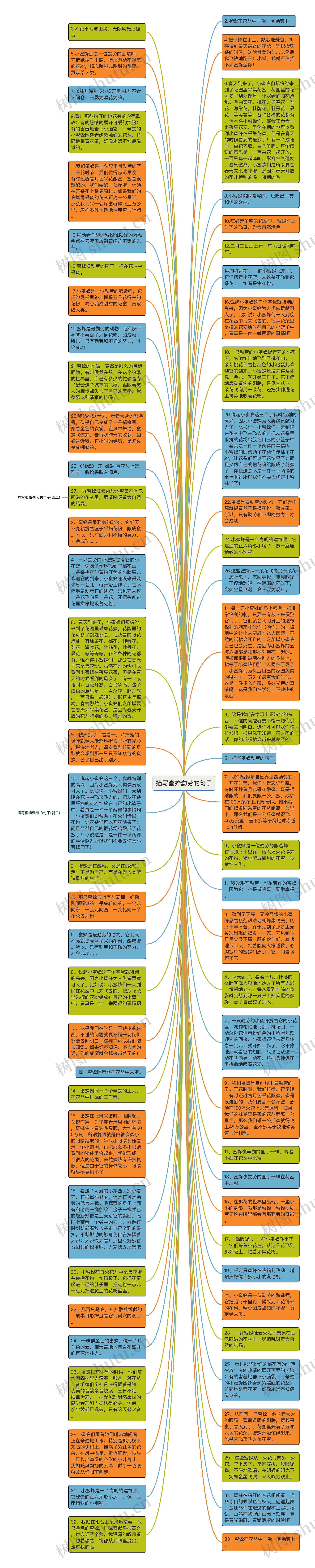 描写蜜蜂勤劳的句子思维导图