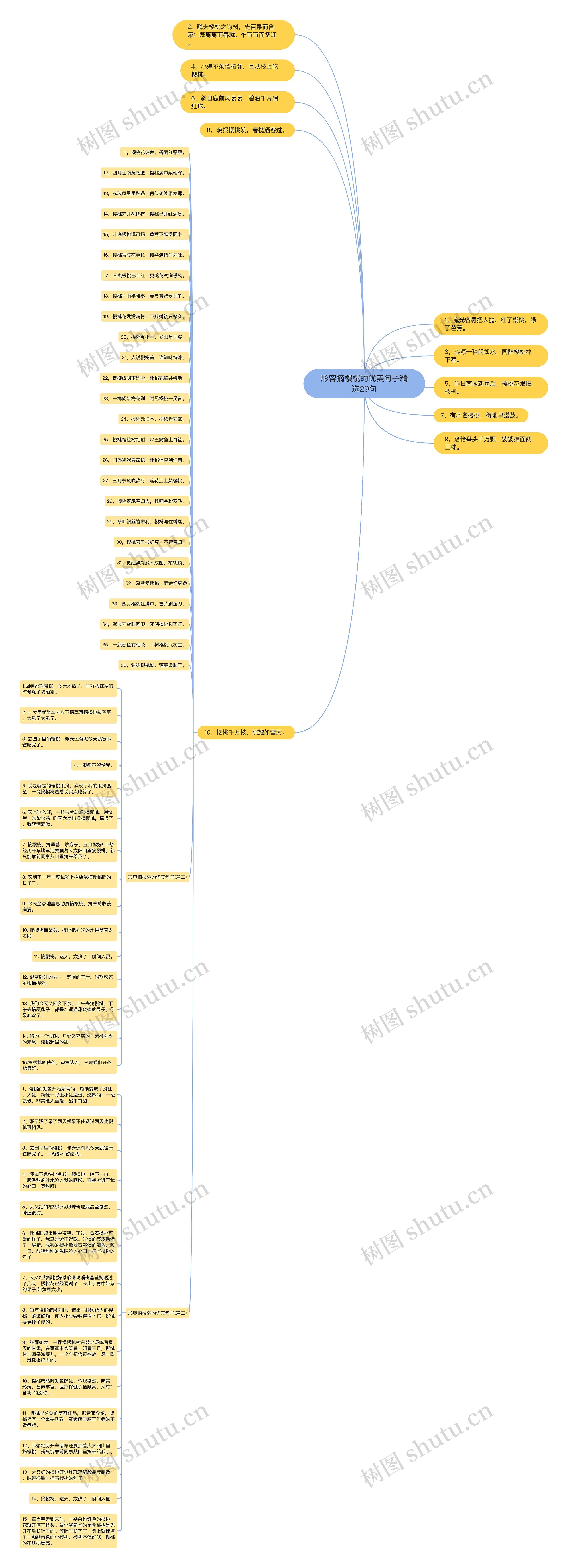 形容摘樱桃的优美句子精选29句思维导图