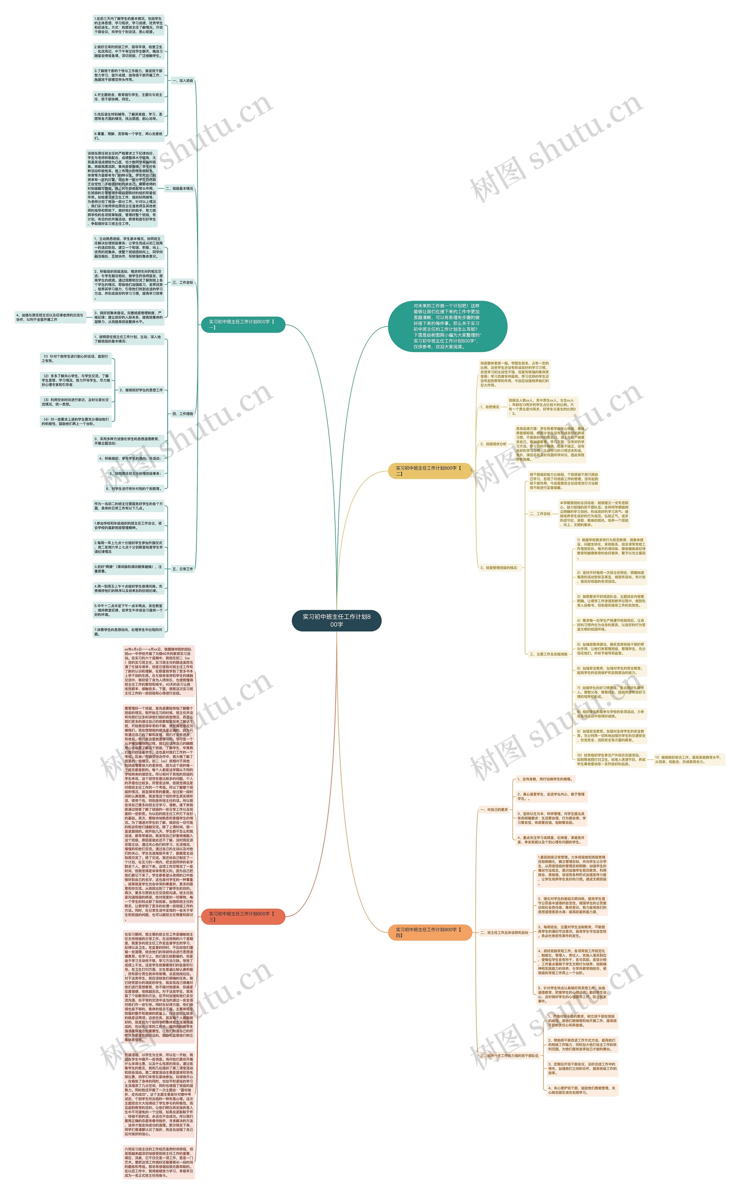 实习初中班主任工作计划800字思维导图