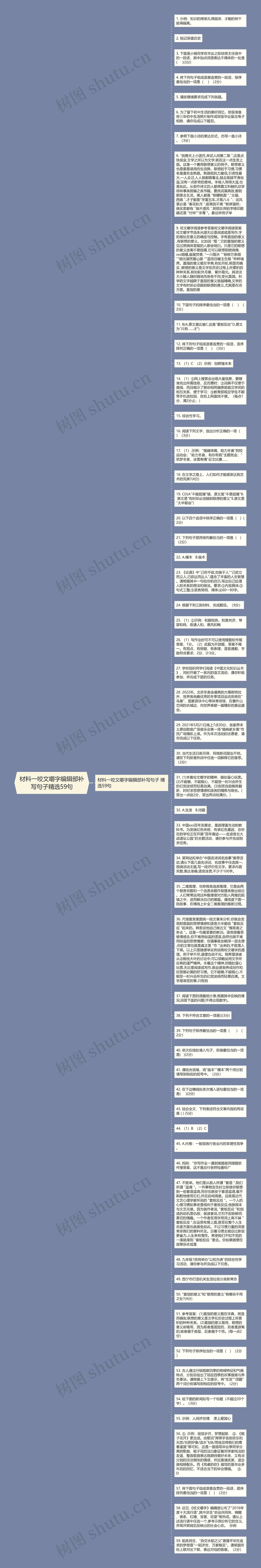 材料一咬文嚼字编辑部补写句子精选59句