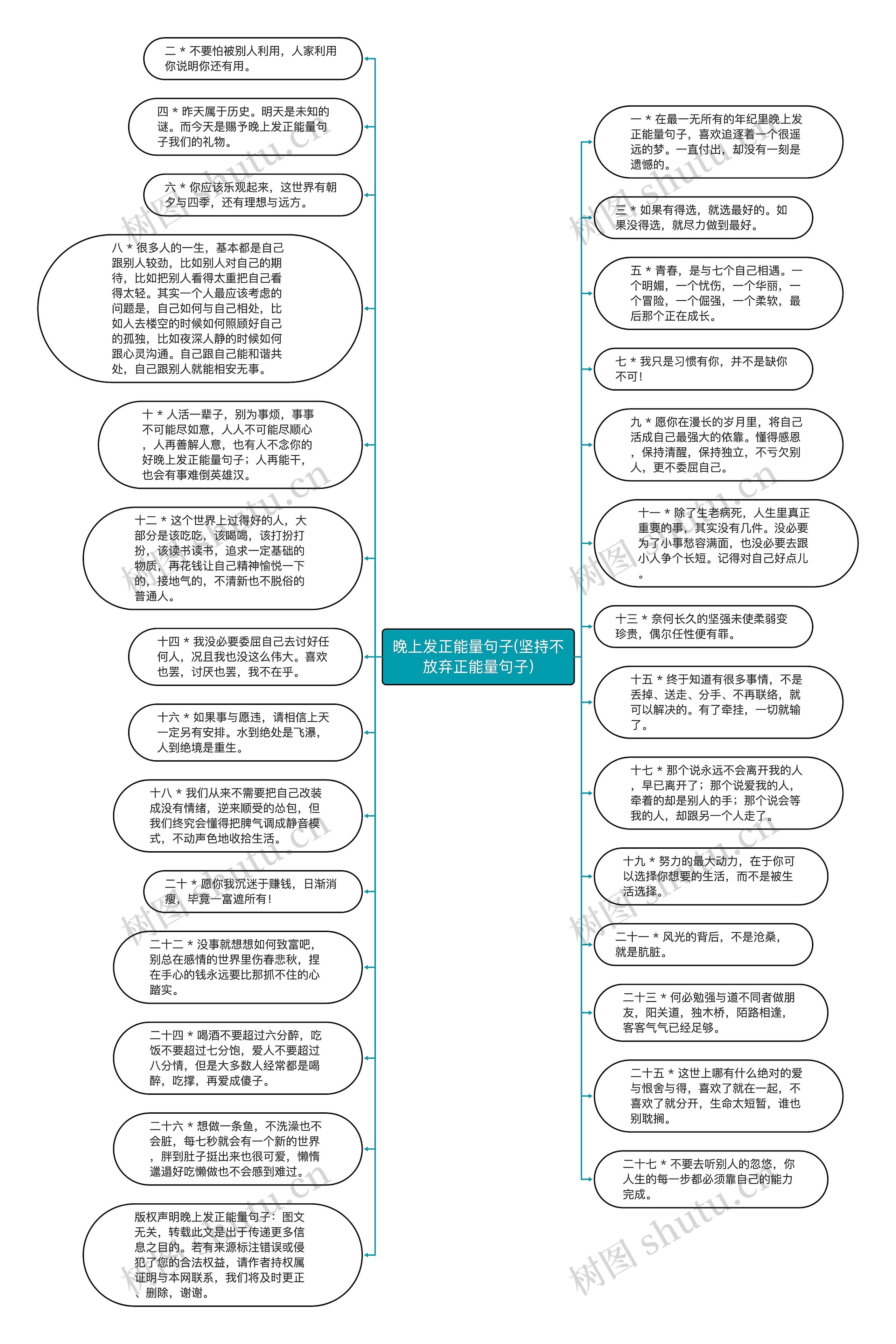 晚上发正能量句子(坚持不放弃正能量句子)思维导图