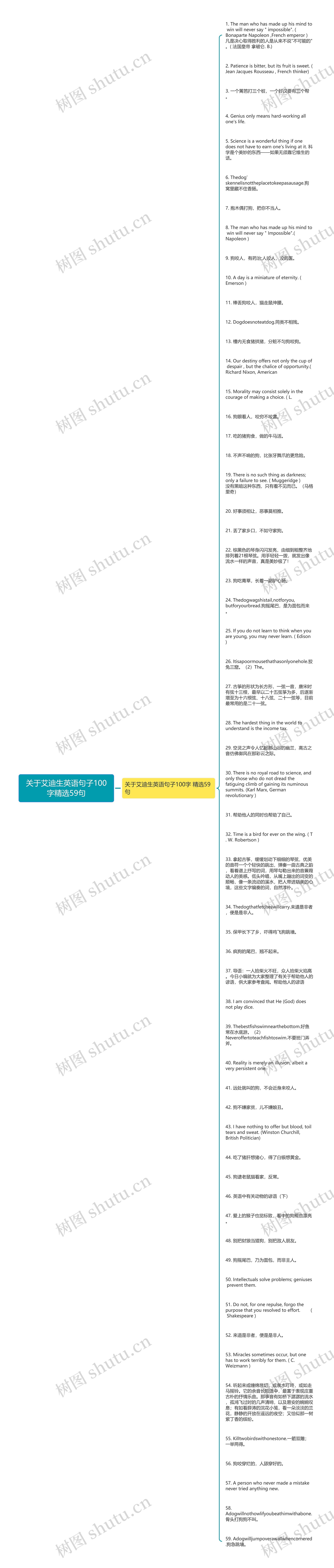 关于艾迪生英语句子100字精选59句思维导图