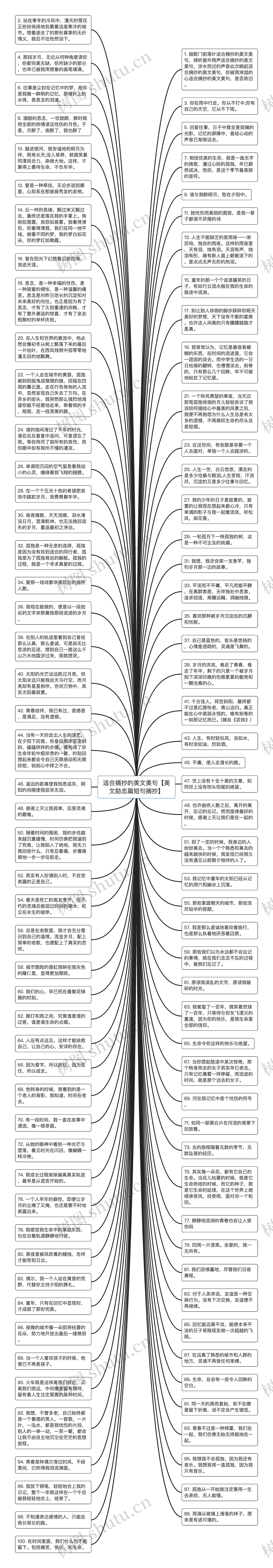 适合摘抄的美文美句【美文励志篇短句摘抄】思维导图