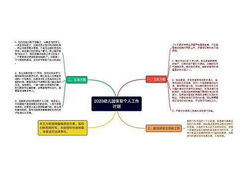 2020幼儿园保育个人工作计划