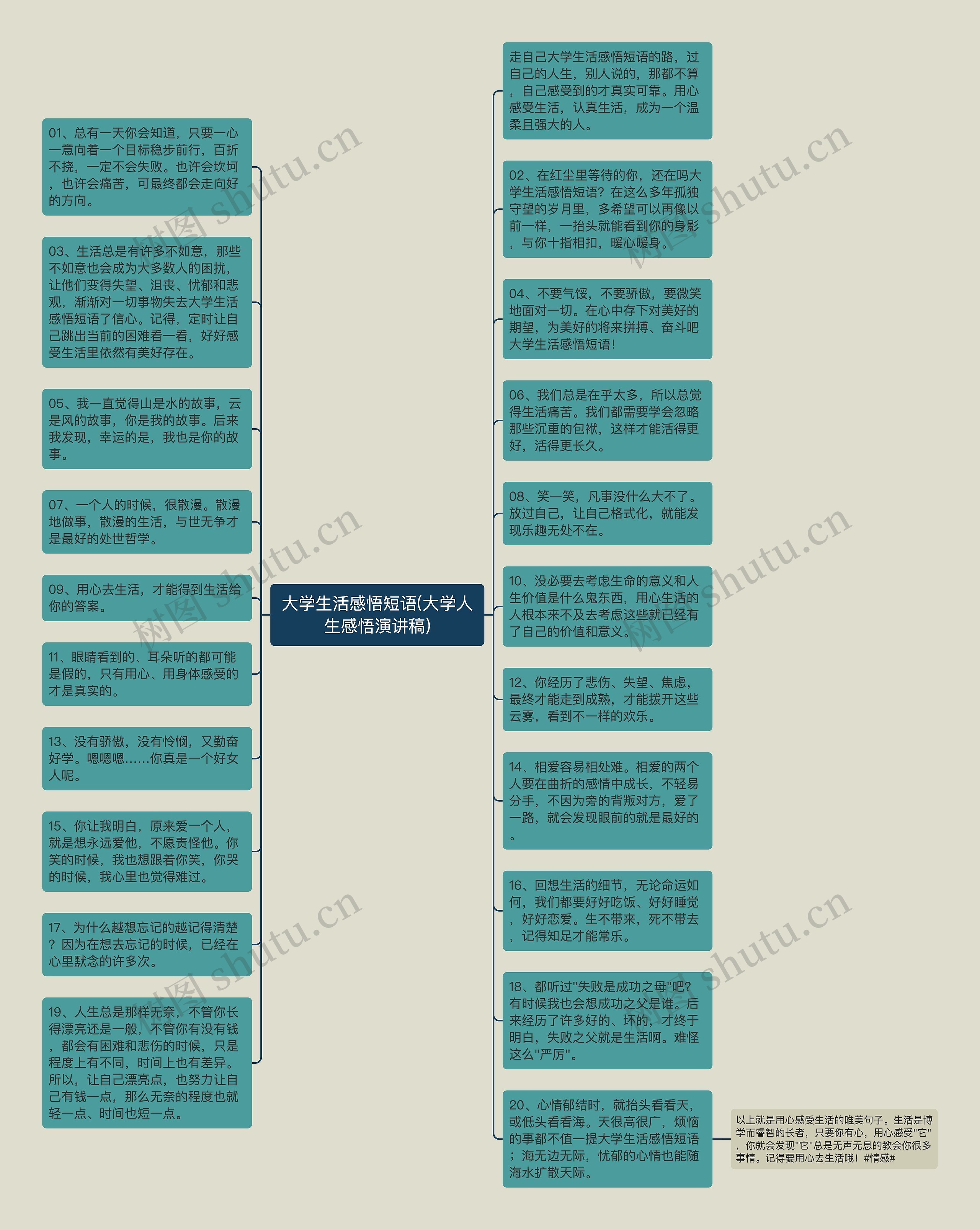 大学生活感悟短语(大学人生感悟演讲稿)思维导图