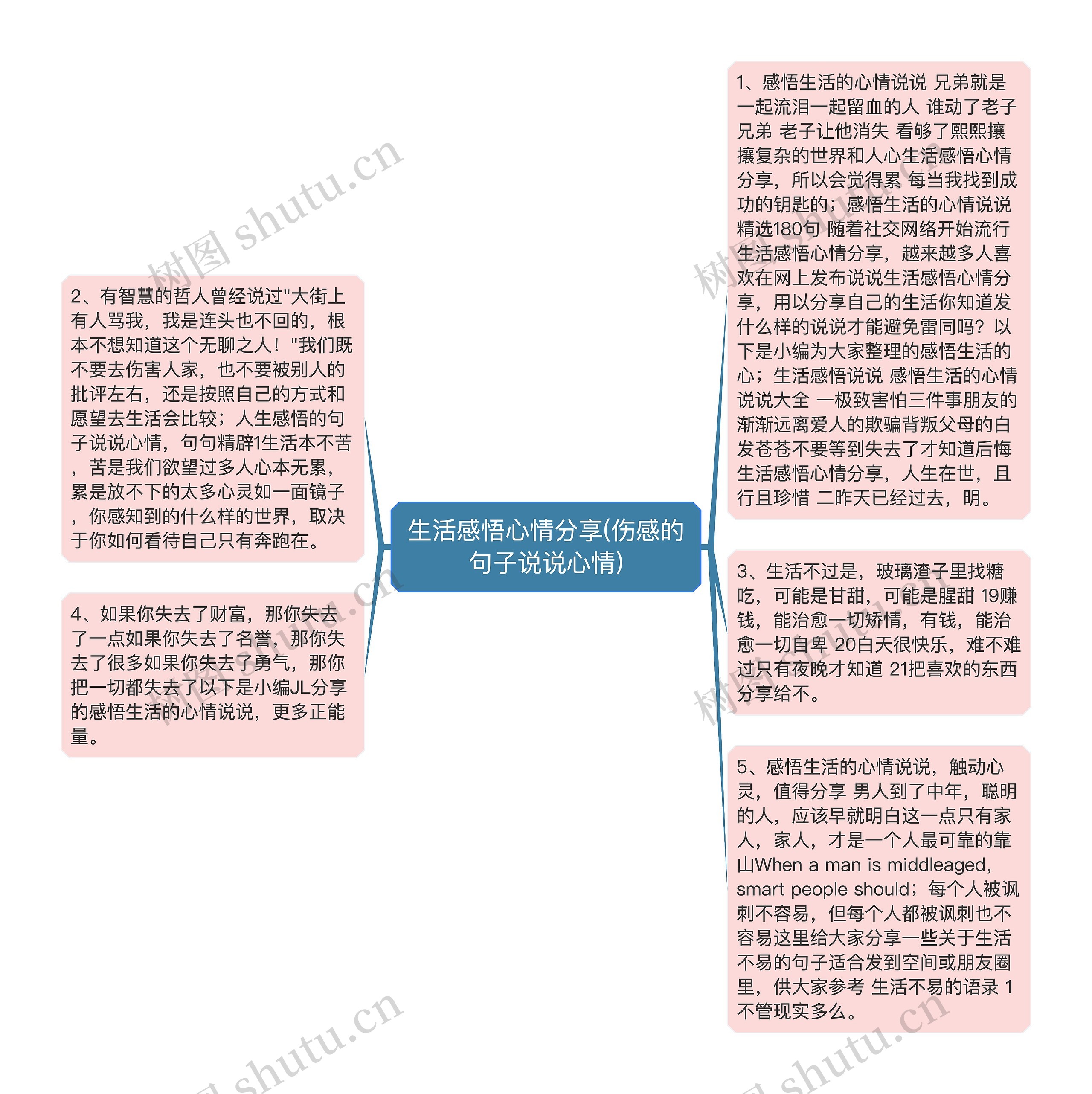 生活感悟心情分享(伤感的句子说说心情)思维导图