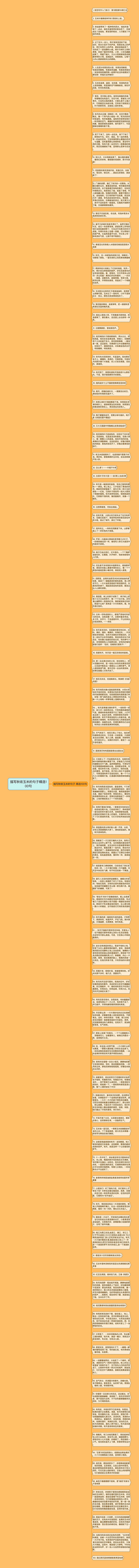 描写秋收玉米的句子精选100句