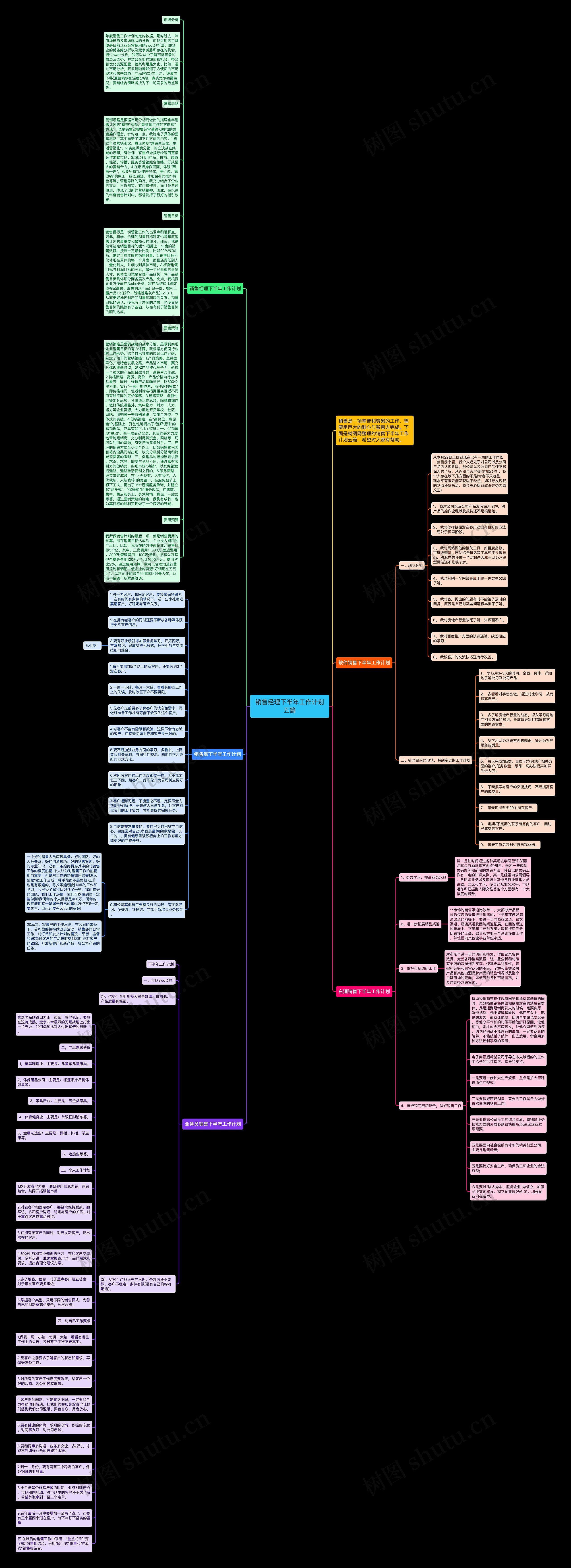 销售经理下半年工作计划五篇思维导图