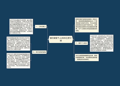 银行保安个人2020工作计划