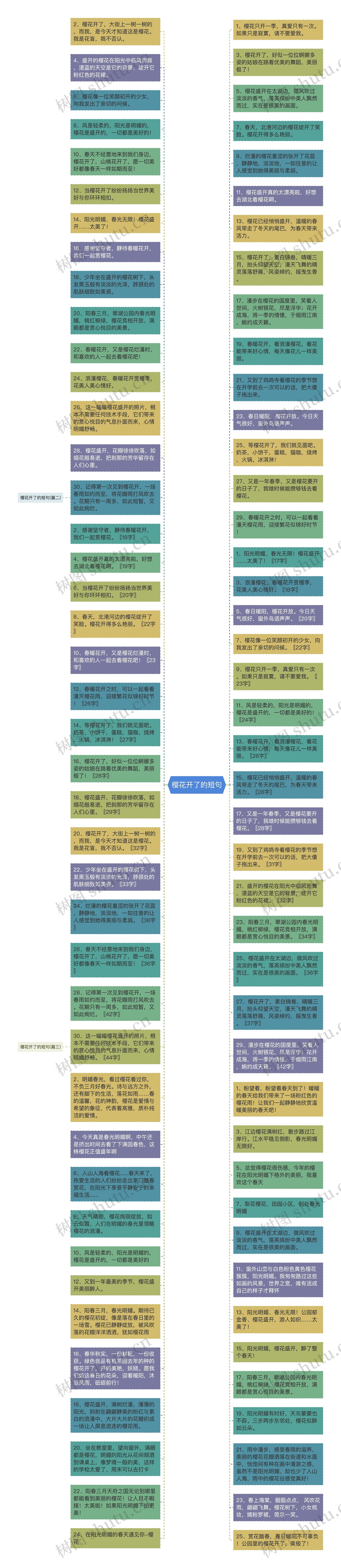 樱花开了的短句思维导图