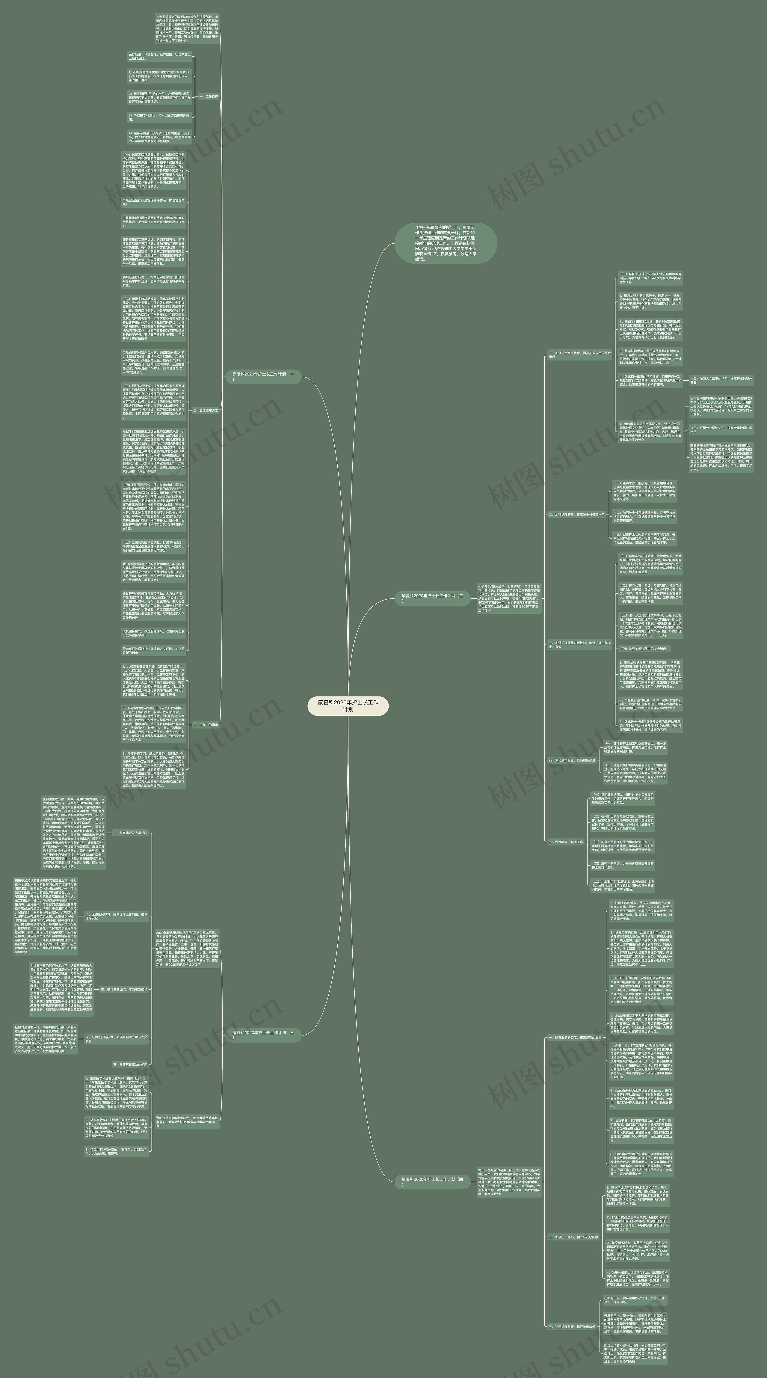 康复科2020年护士长工作计划思维导图