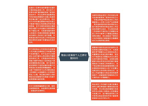 物业小区保安个人工作计划2020