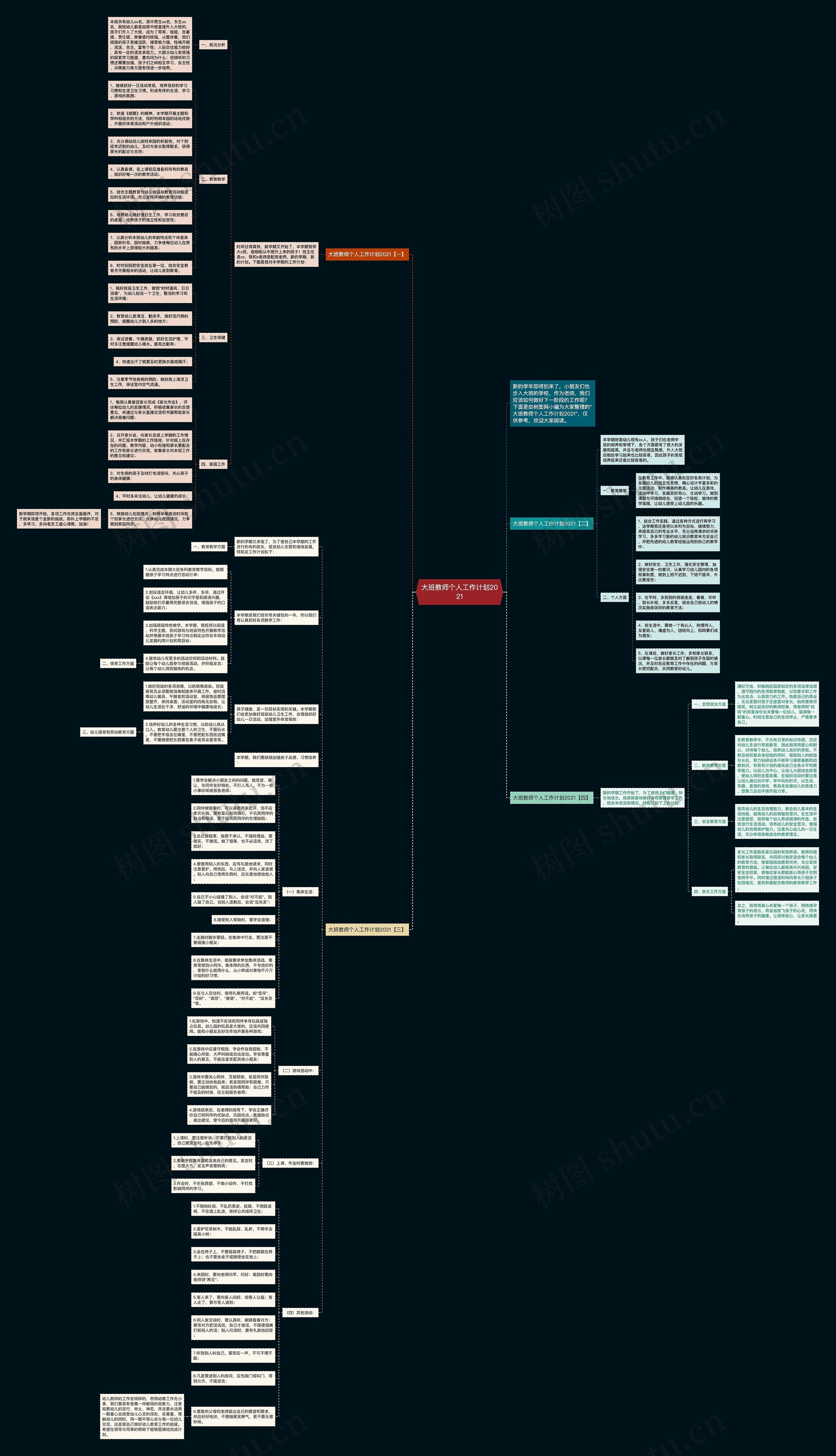 大班教师个人工作计划2021