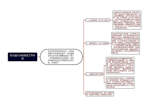 幼儿园六月份安全工作计划