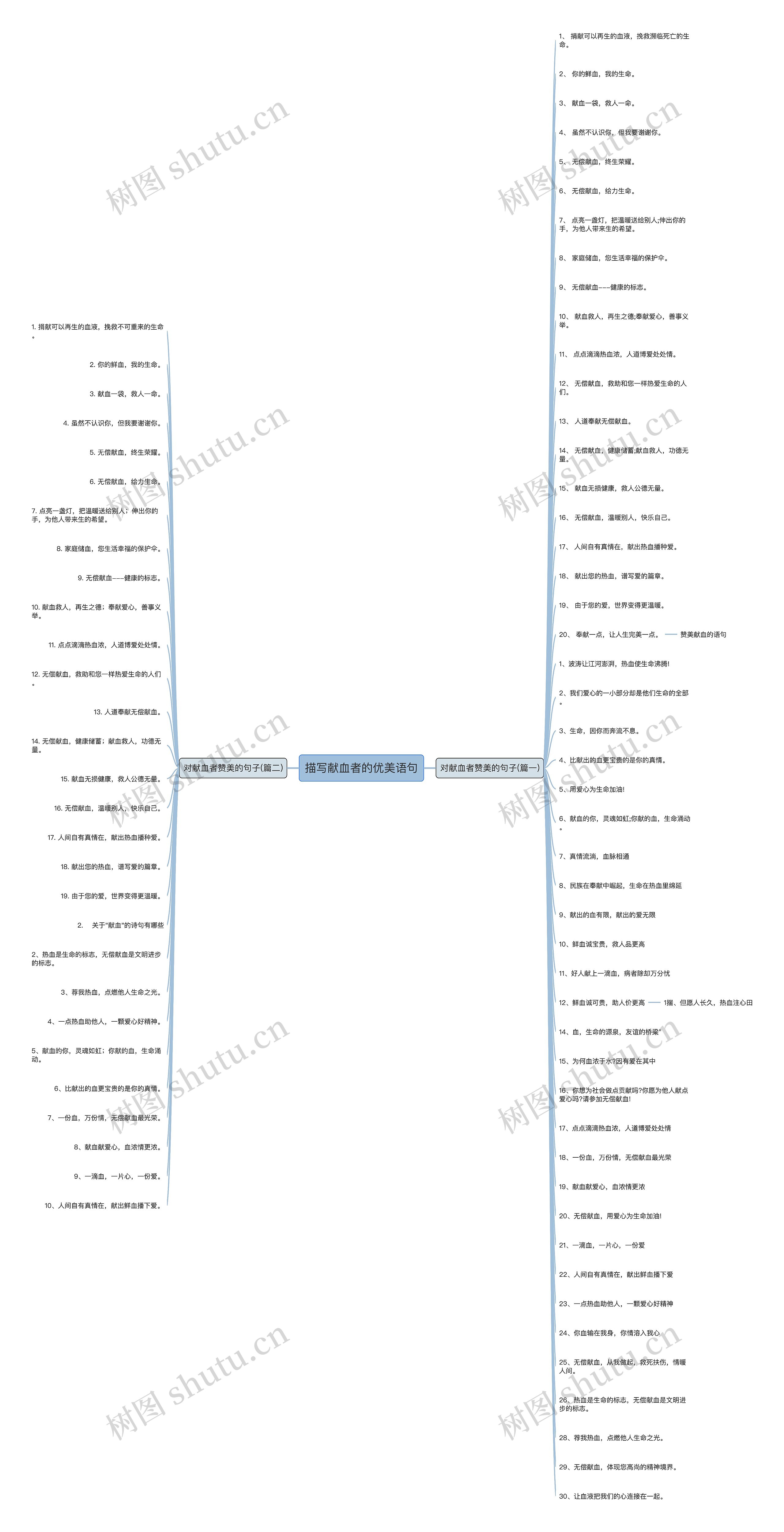 描写献血者的优美语句思维导图