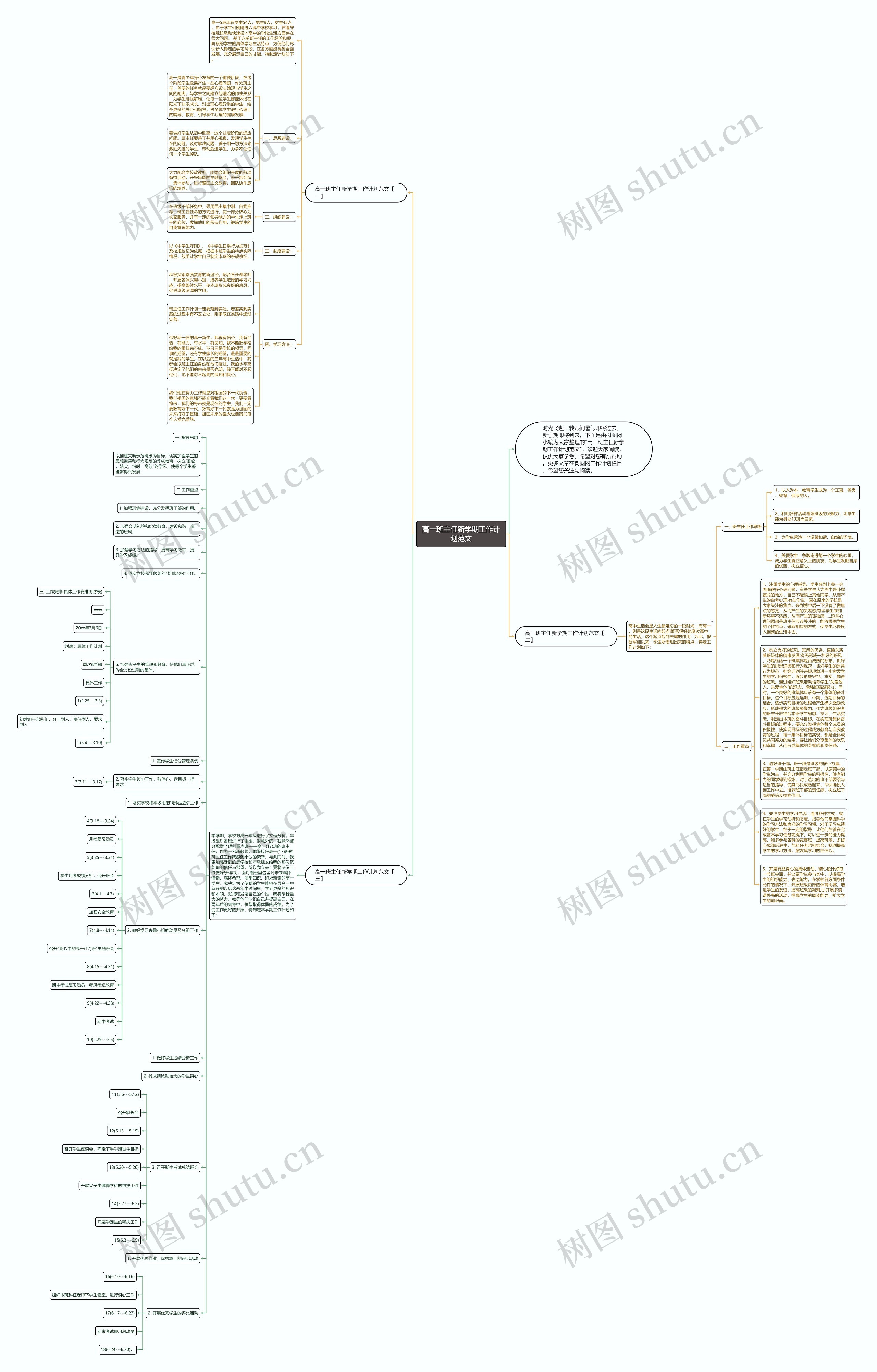 高一班主任新学期工作计划范文思维导图