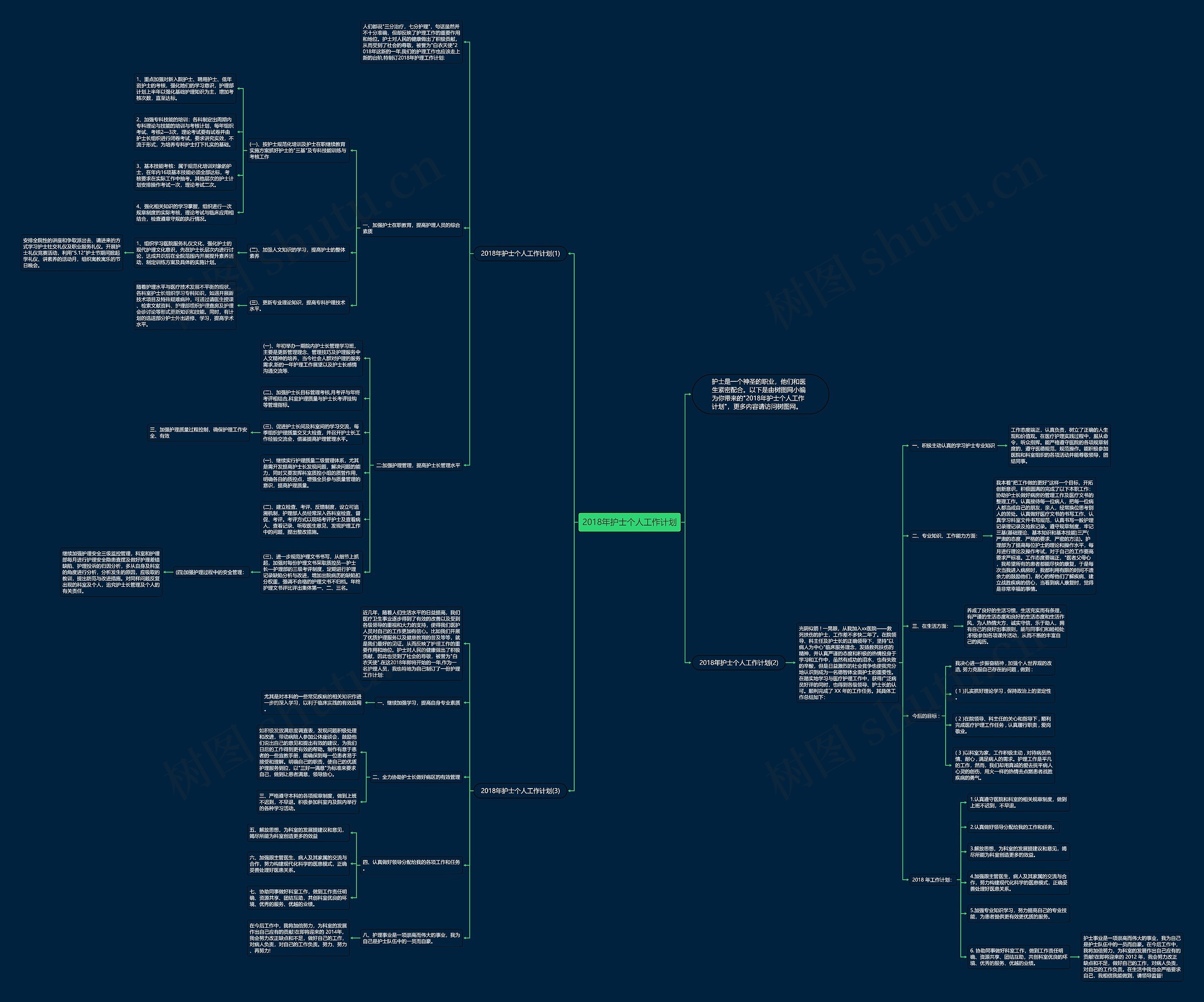 2018年护士个人工作计划思维导图