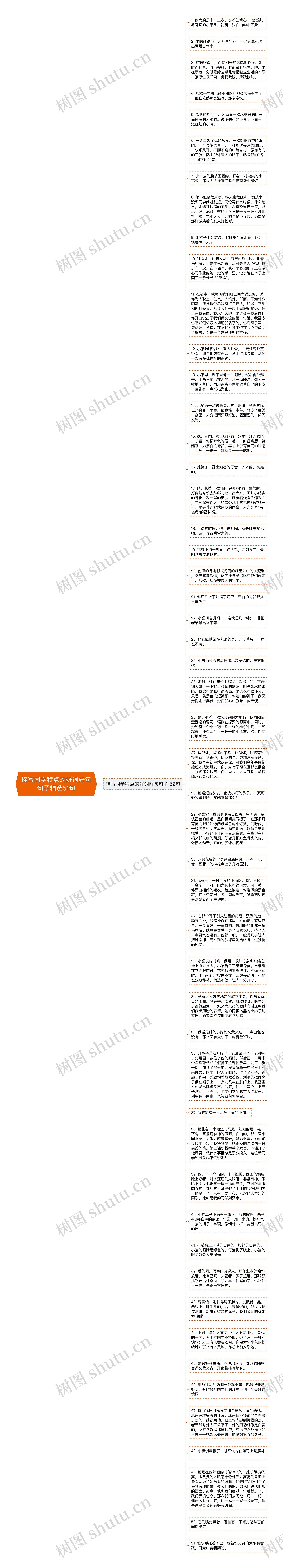 描写同学特点的好词好句句子精选51句思维导图