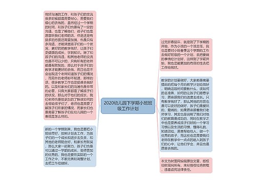 2020幼儿园下学期小班班级工作计划