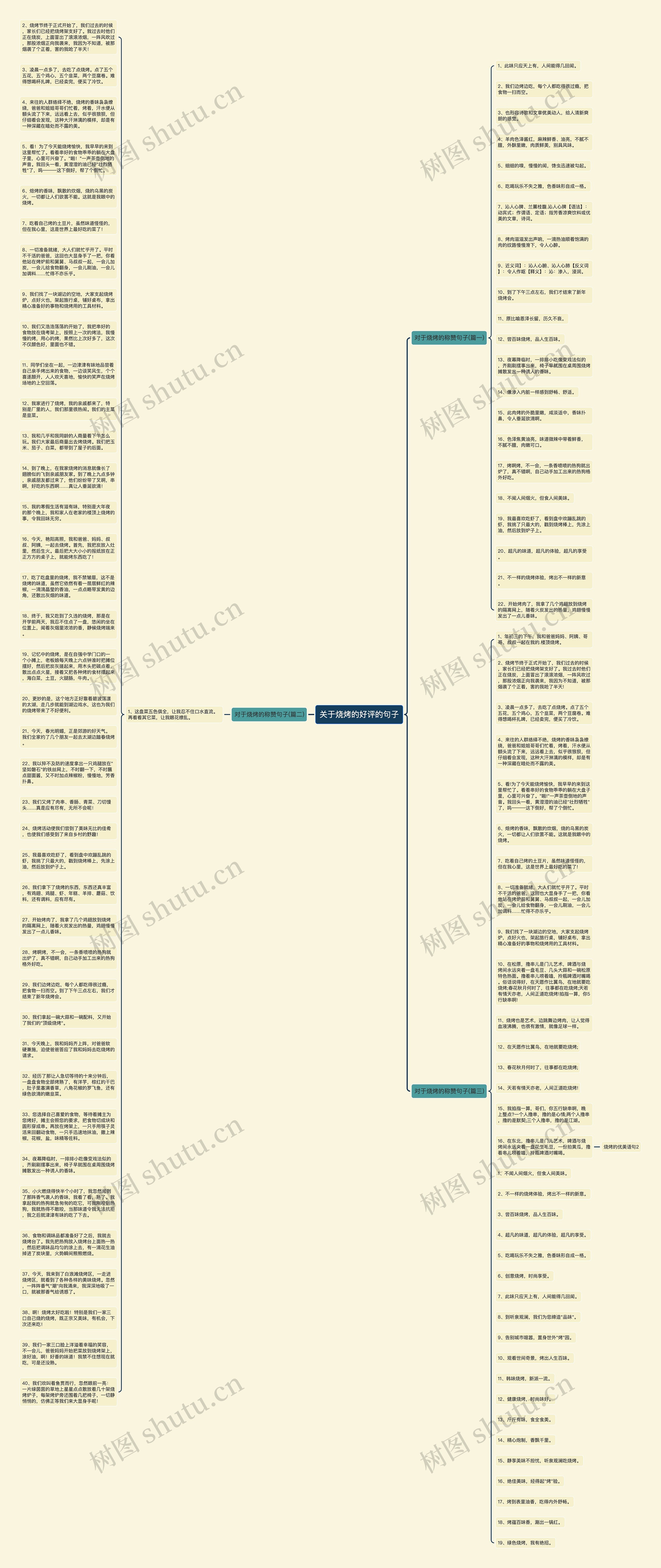 关于烧烤的好评的句子思维导图