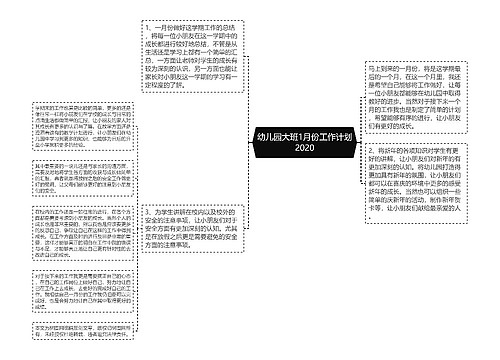 幼儿园大班1月份工作计划2020