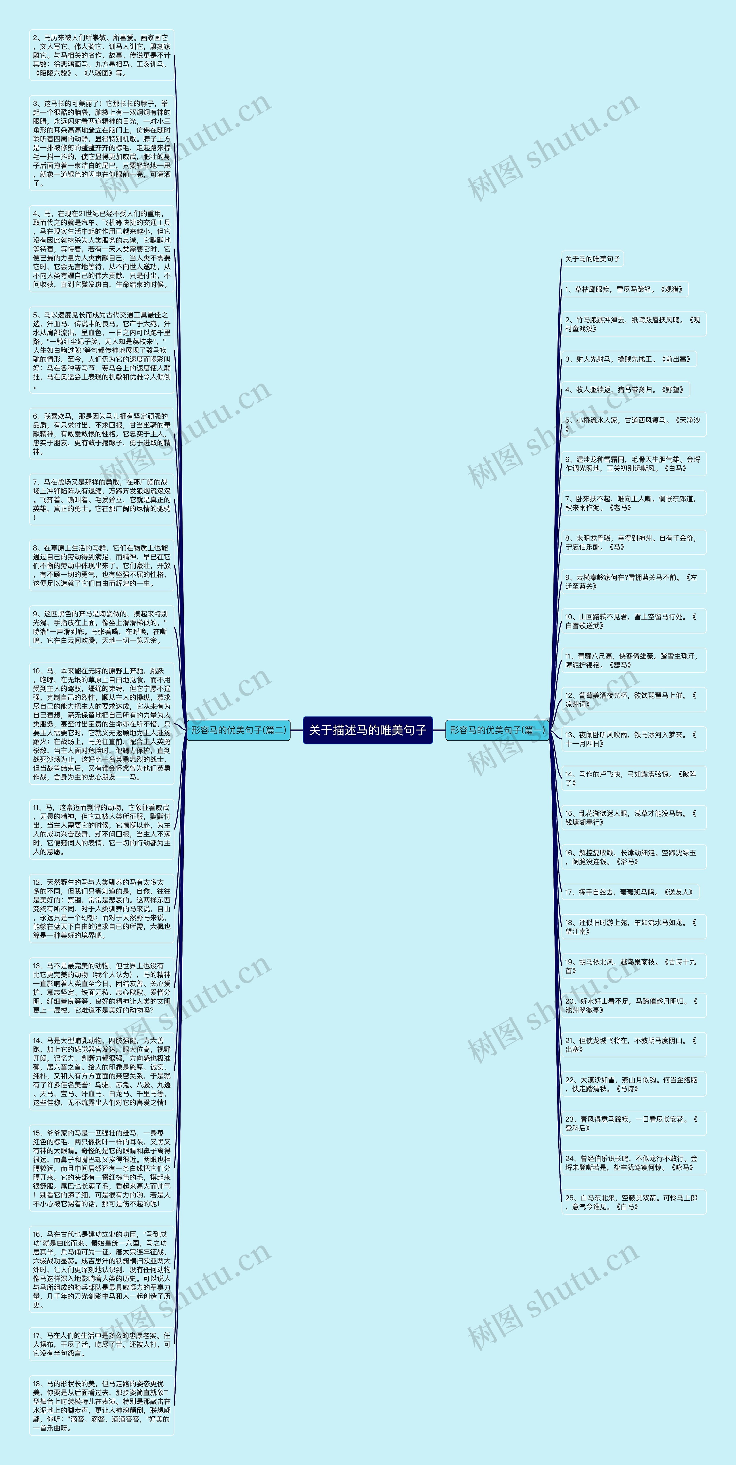 关于描述马的唯美句子思维导图