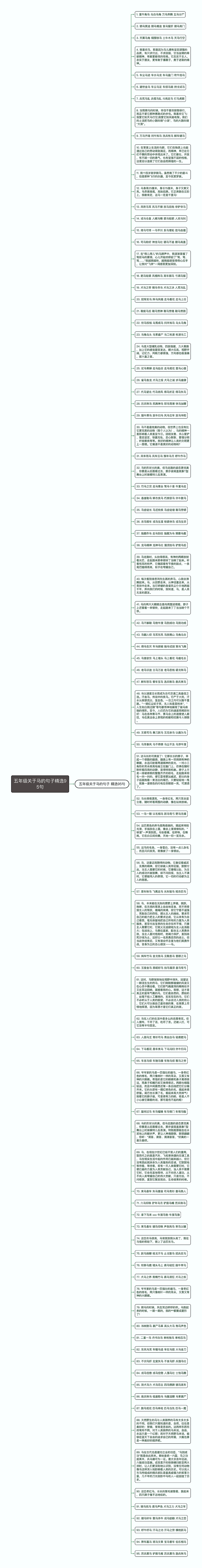 五年级关于马的句子精选95句思维导图