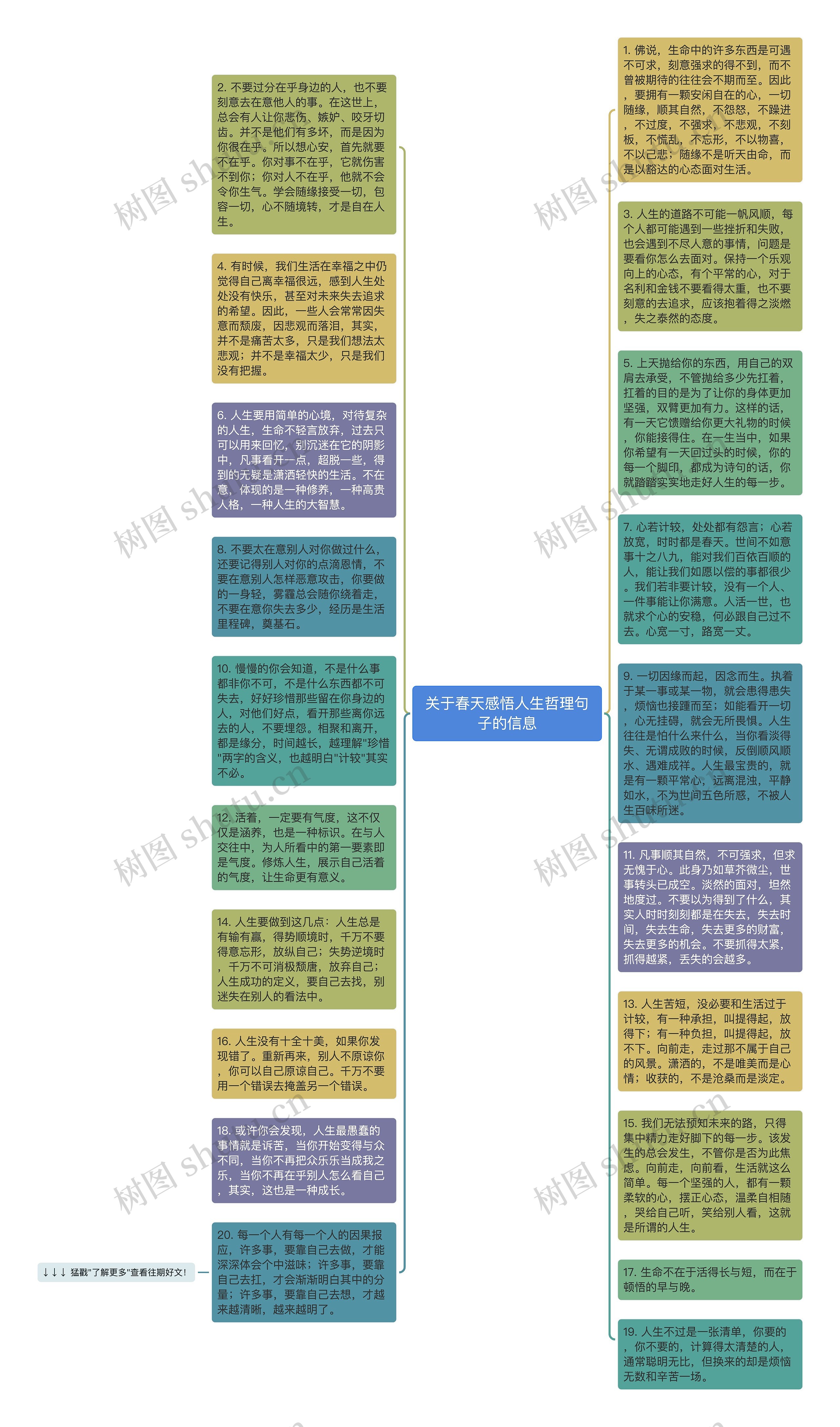 关于春天感悟人生哲理句子的信息思维导图