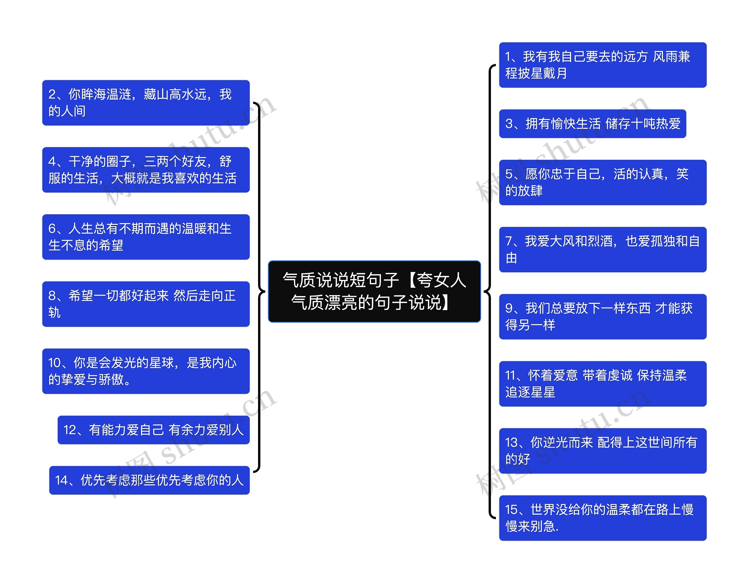 气质说说短句子【夸女人气质漂亮的句子说说】思维导图