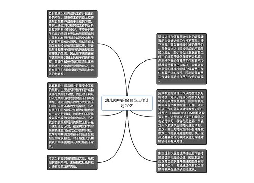 幼儿园中班保育员工作计划2021