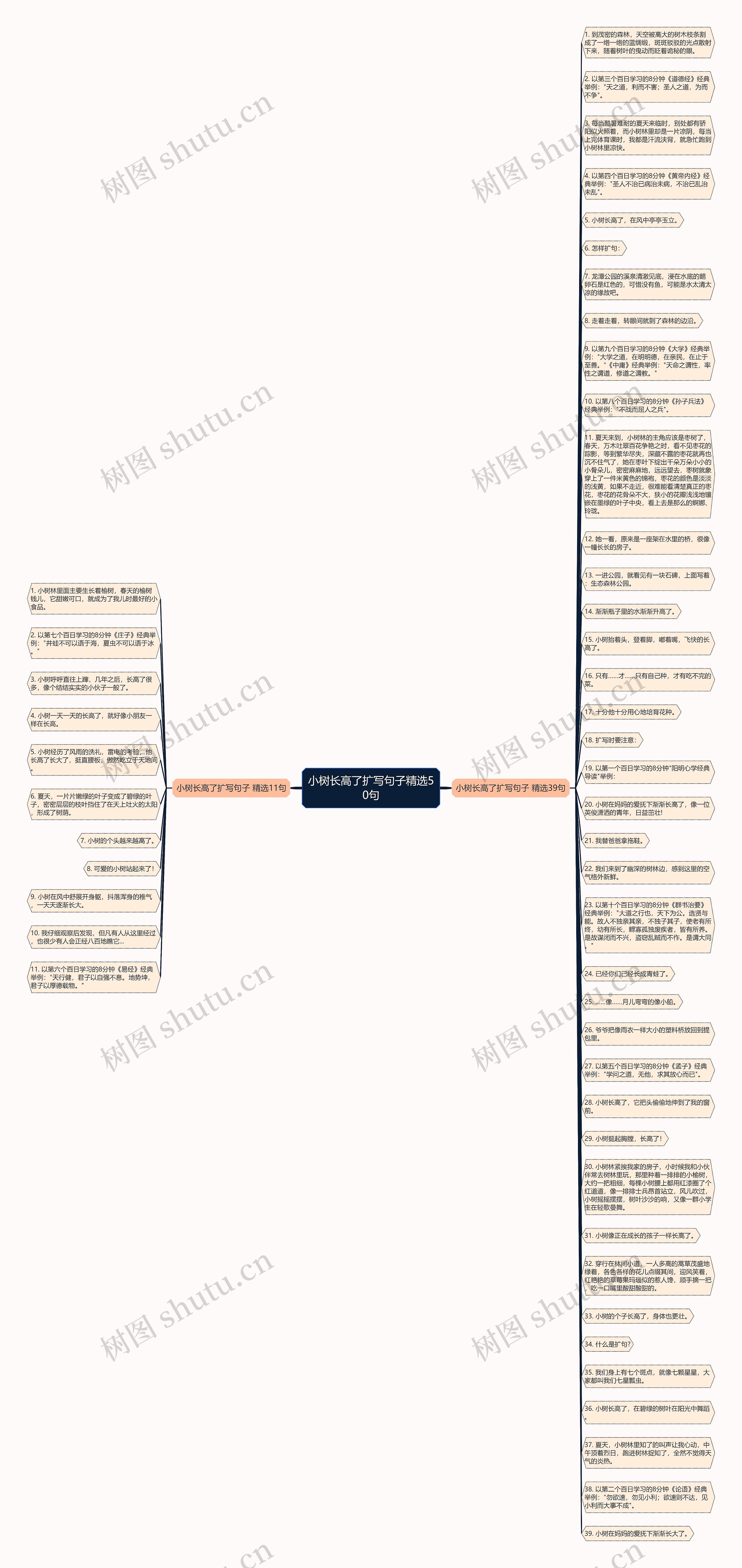 小树长高了扩写句子精选50句思维导图