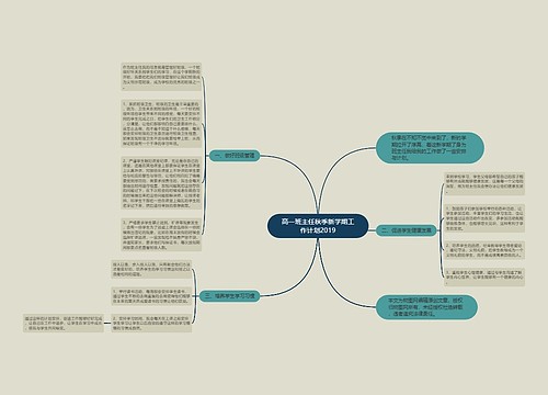 高一班主任秋季新学期工作计划2019