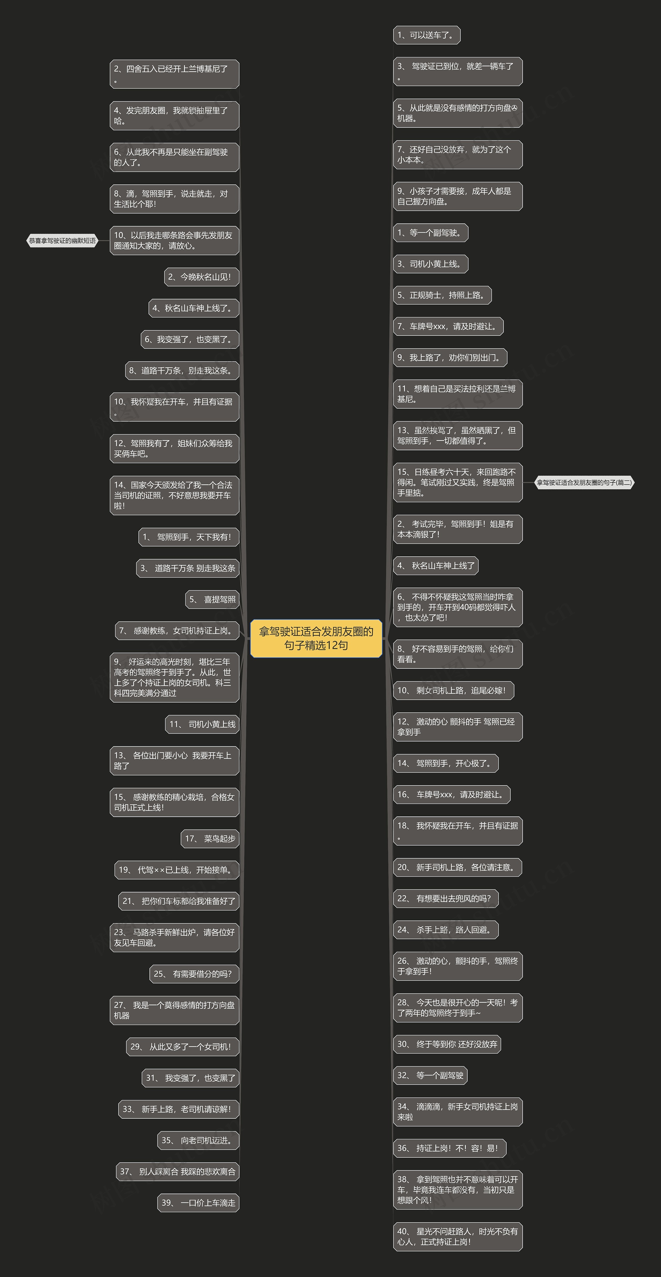 拿驾驶证适合发朋友圈的句子精选12句思维导图