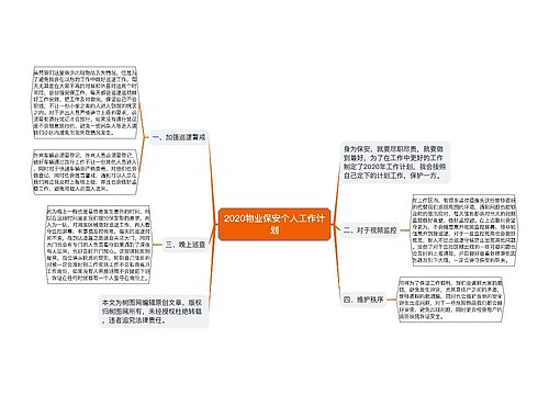 2020物业保安个人工作计划