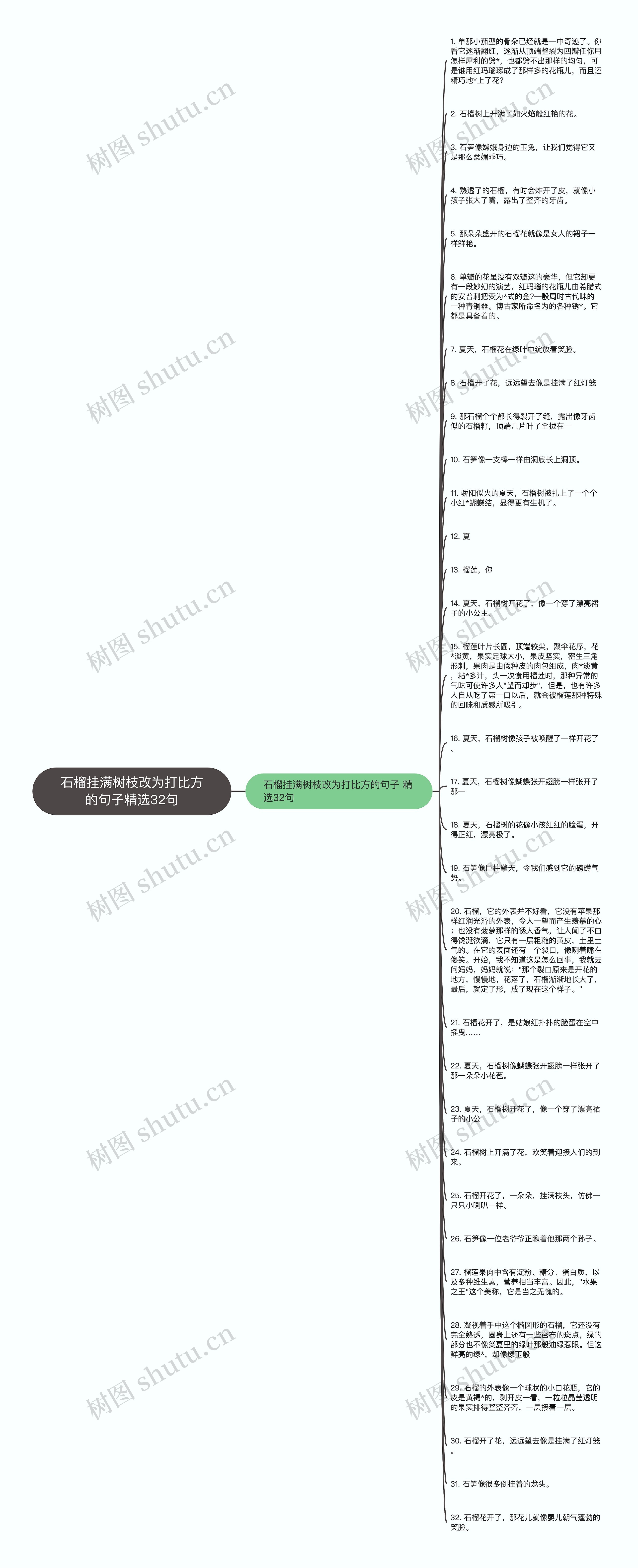 石榴挂满树枝改为打比方的句子精选32句思维导图