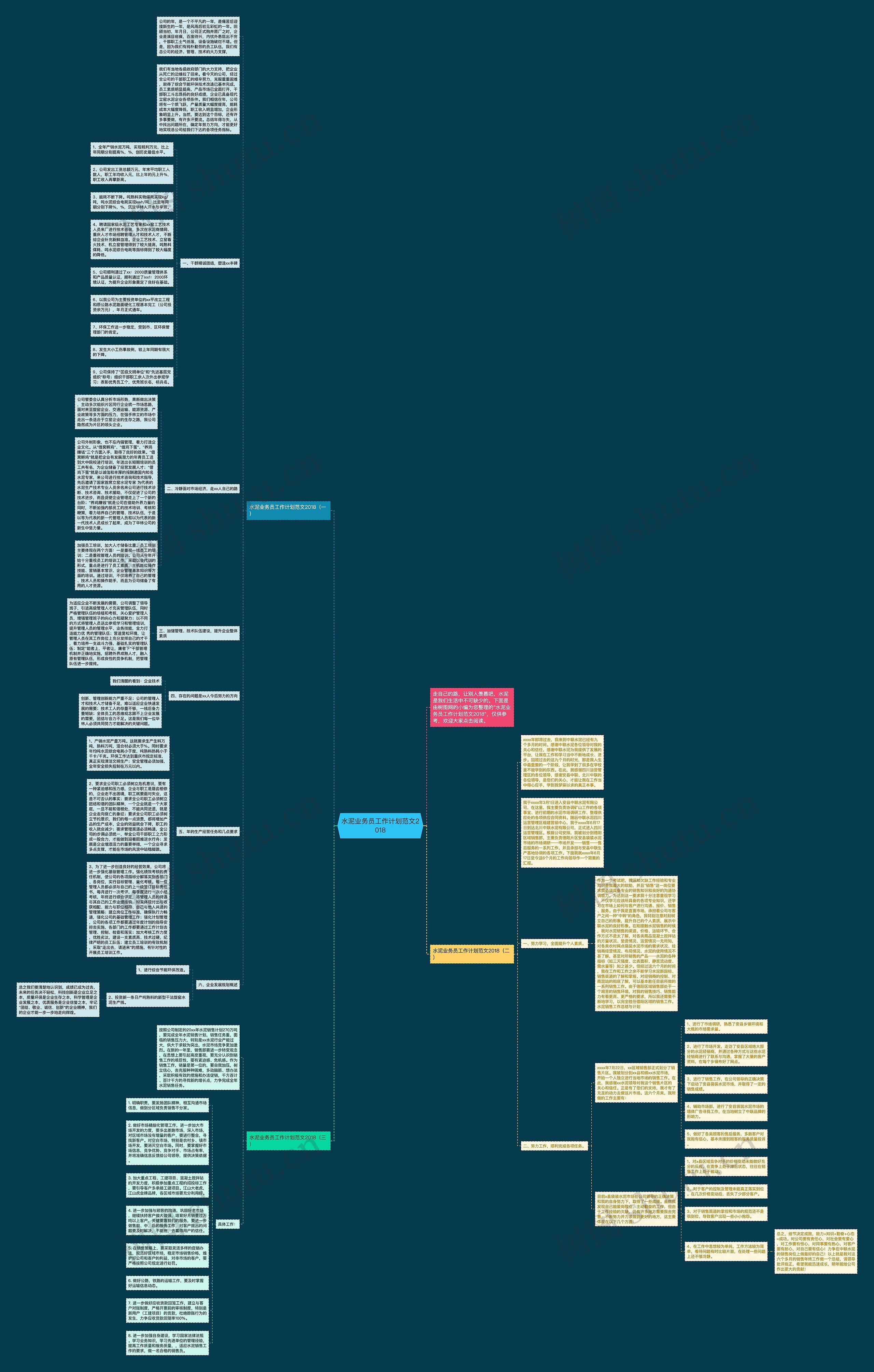 水泥业务员工作计划范文2018思维导图
